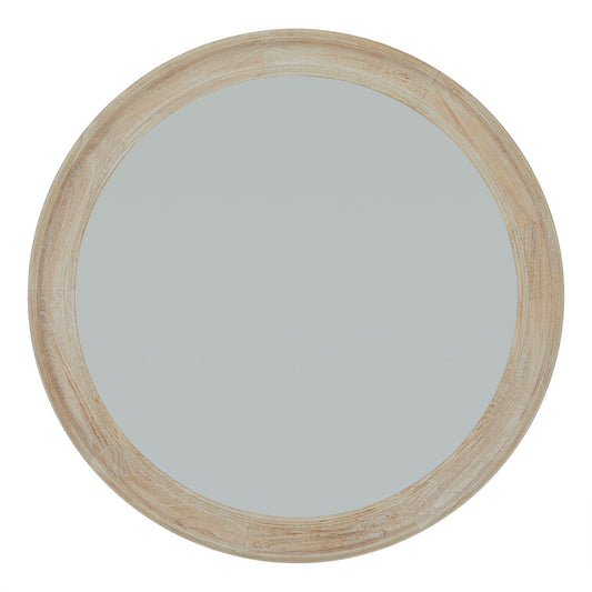 Washed Wood Round Framed Large Mirror -  - Hill Interiors -