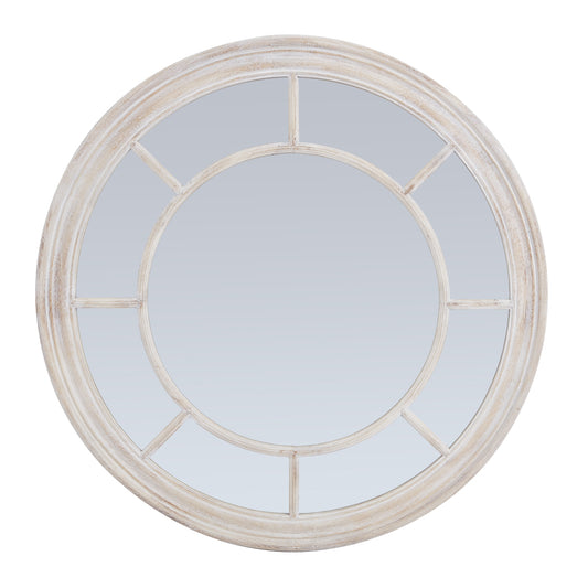 Washed Wood Framed Round Mirror -  - Hill Interiors -