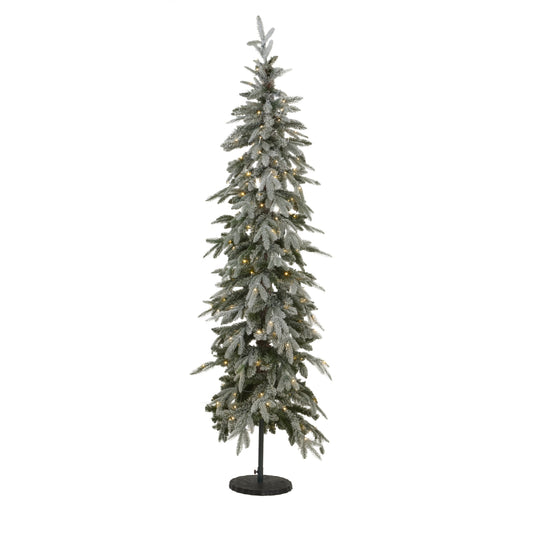 Slim Snowy Woodland Pre-Lit Christmas Tree