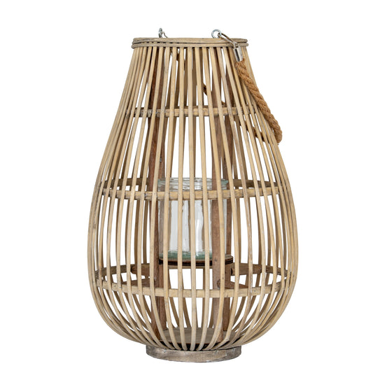 Wicker Lantern With Glass Holder Medium