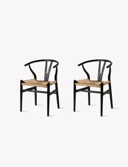 Chilthorne Wishbone Dining Chair Set of 2 Black