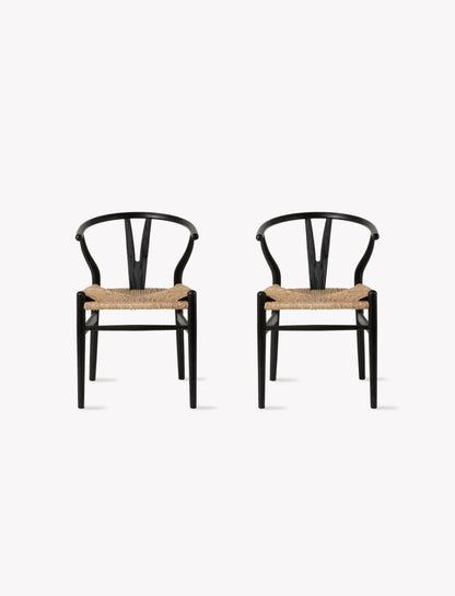 Chilthorne Wishbone Dining Chair Set of 2 Black