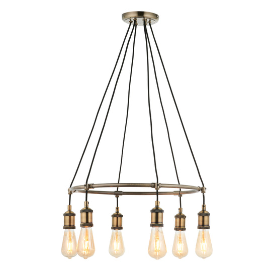Cox 6 Light Pendant Antique Brass