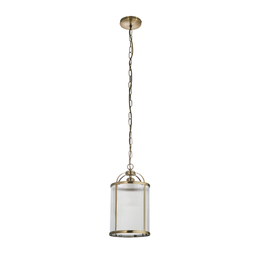 Hurley Ribbed Pendant Small Aged Brass