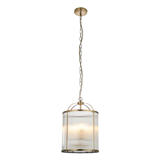 Hurley Ribbed Pendant Large Aged Brass