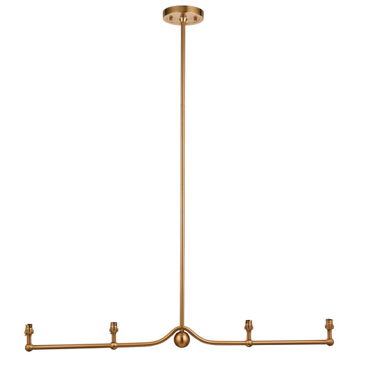 Long 4 Light Linear Pendant Aged Brass