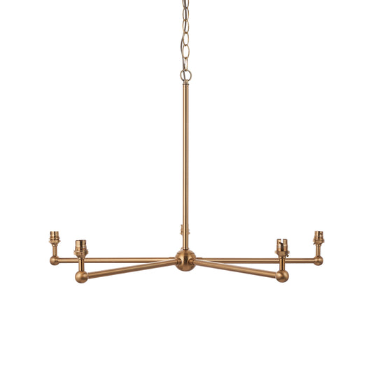 Long 5 Light Pendant Aged Brass
