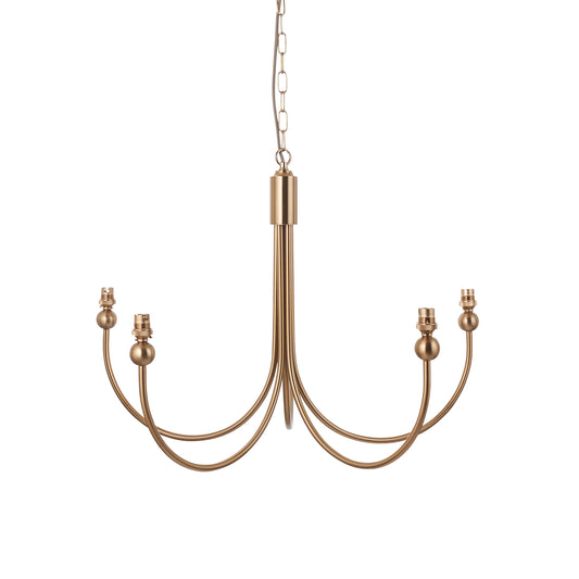 Long 5 Light Curved Pendant Aged Brass