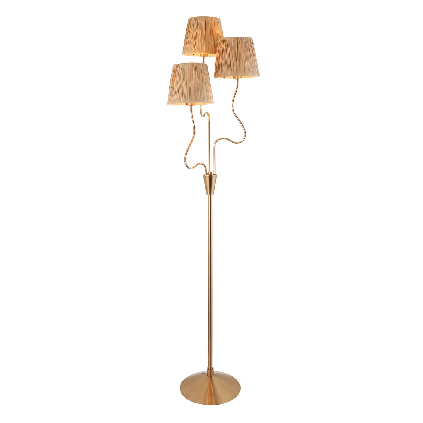 Scribble 3 Arm Floor Lamp Aged Brass