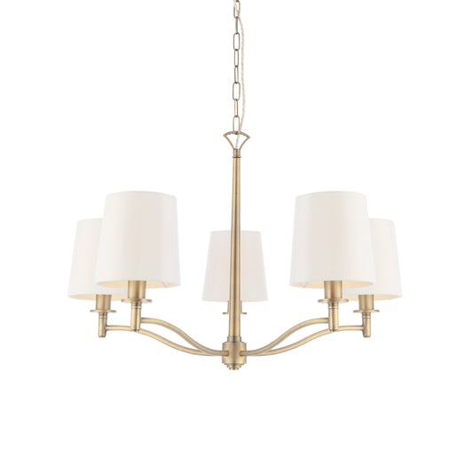 Rees 5 Arm Pendant Light Antique Brass