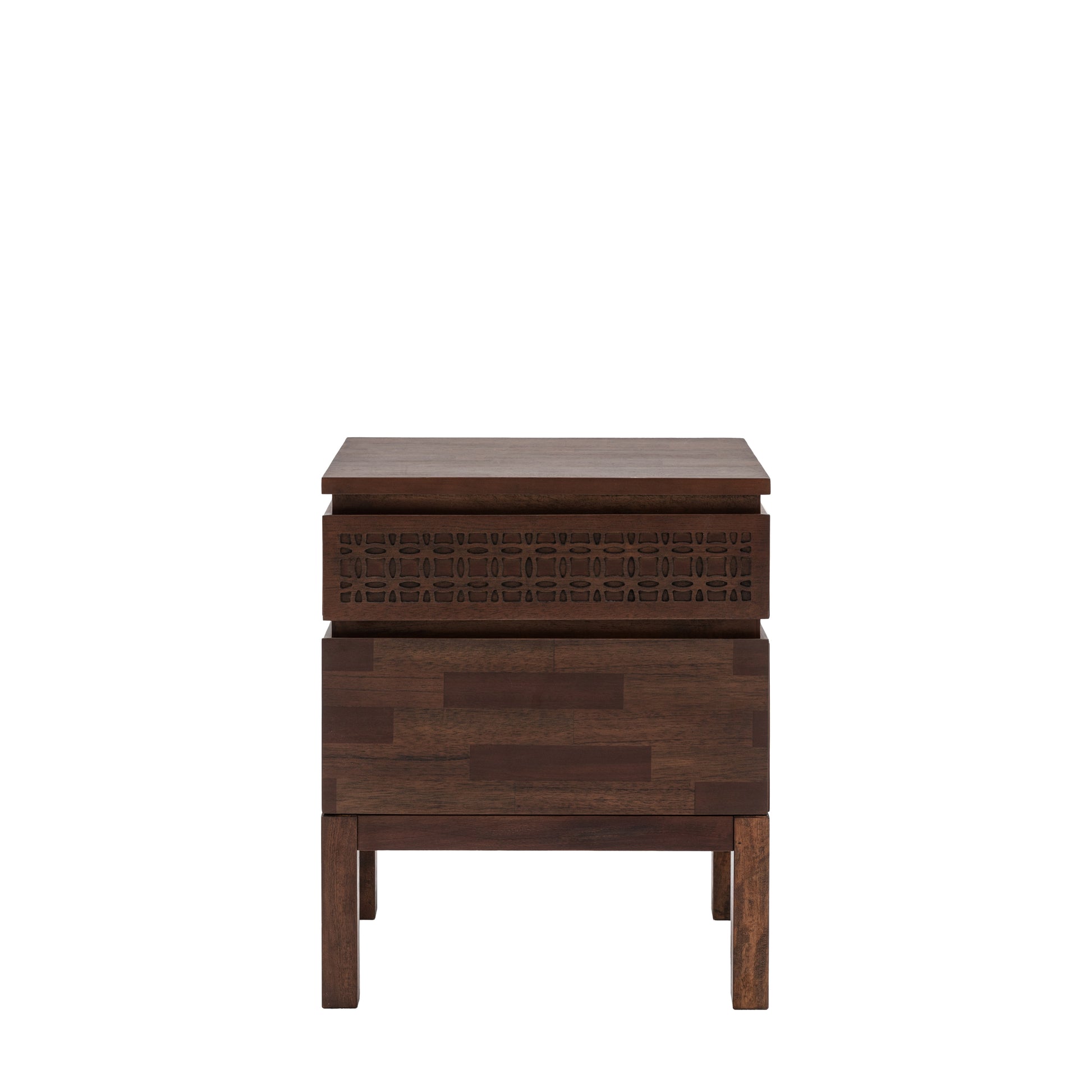 Barland Bedside 2 Drawer Chest Brown - BEDSDTBL - Gallery Direct -