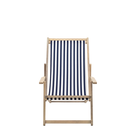 Gennith Deck Chair Navy Stripe - CHAIRS - Gallery Direct -