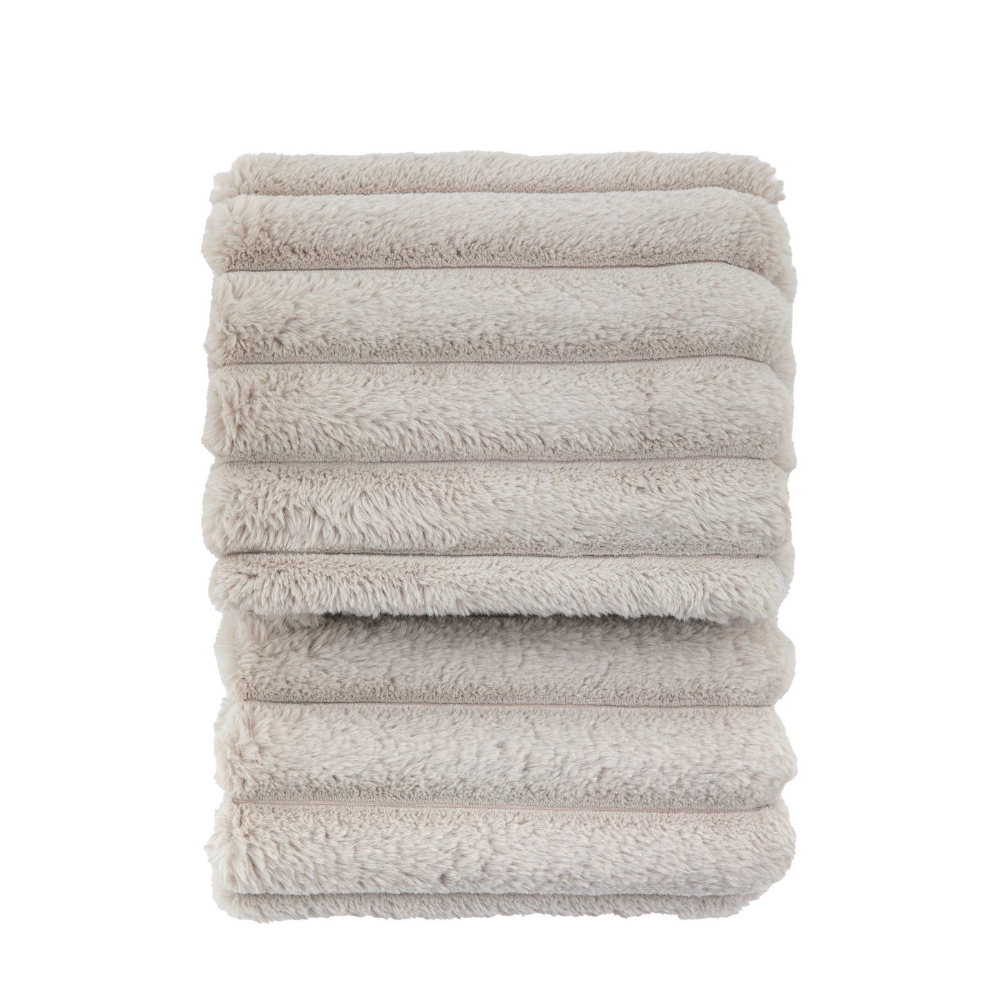Cosy Ribbed Faux Fur Throw Natural