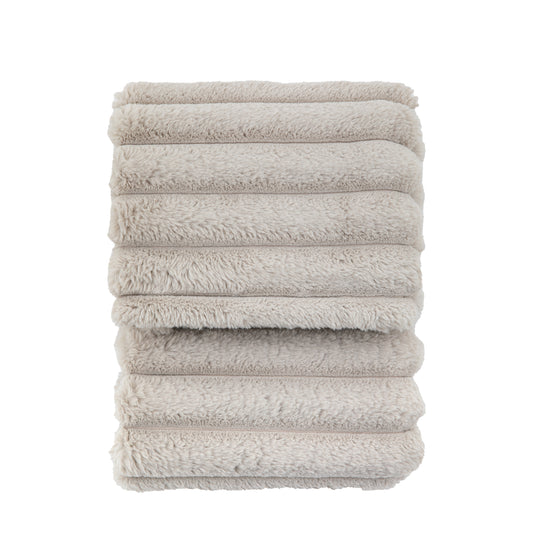 Cosy Ribbed Faux Fur Throw Natural