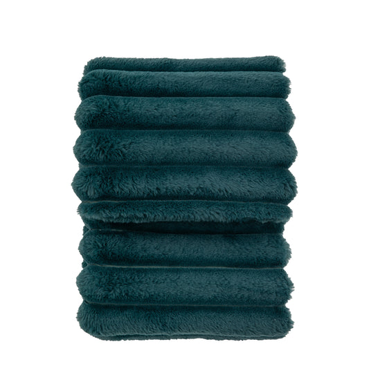 Cosy Ribbed Faux Fur Throw Teal