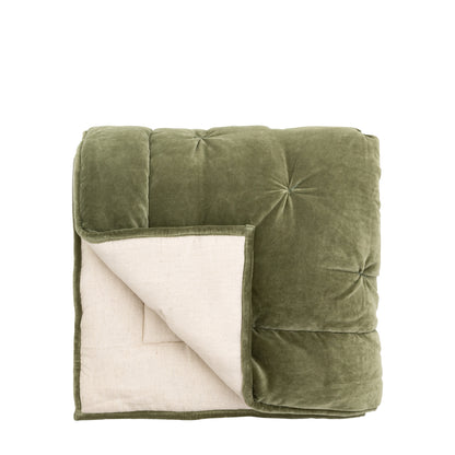 Luxe Velvet Bedspread Green