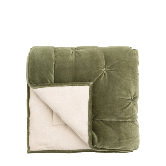 Luxe Velvet Bedspread Green