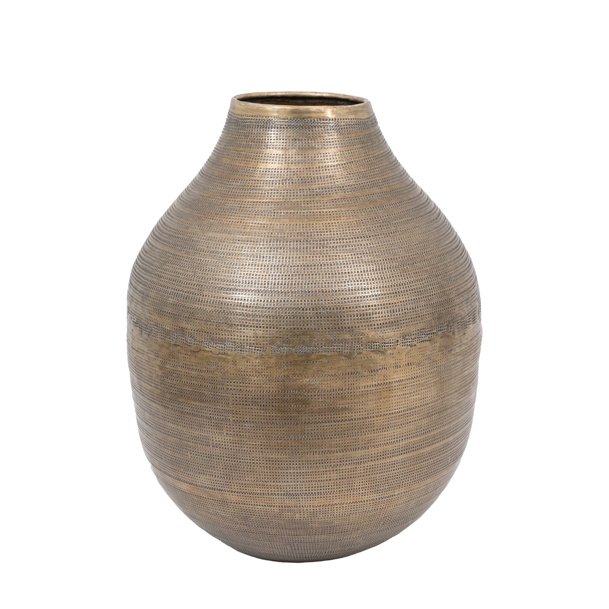 Zaley Hammered Metal Vase Brass Small - VASES - Gallery Direct -