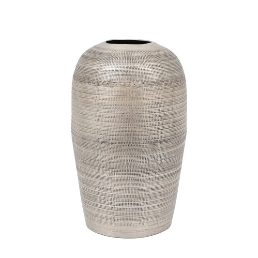 Zaley Hammered Metal Vase Silver Large