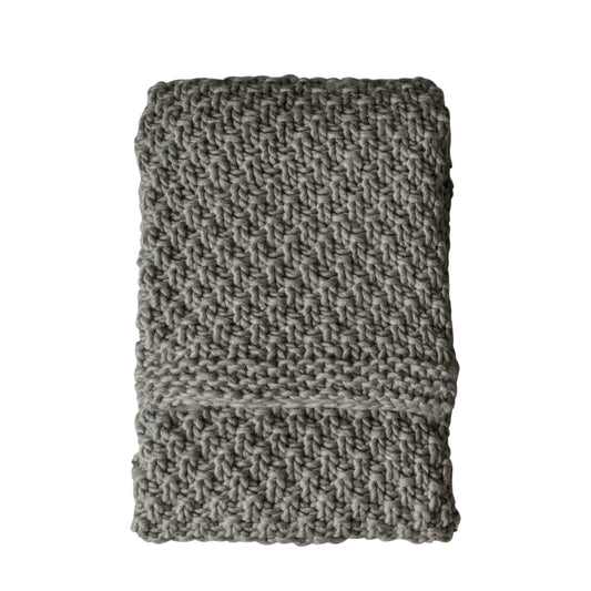 Sammy Chunky Knit Throw Grey