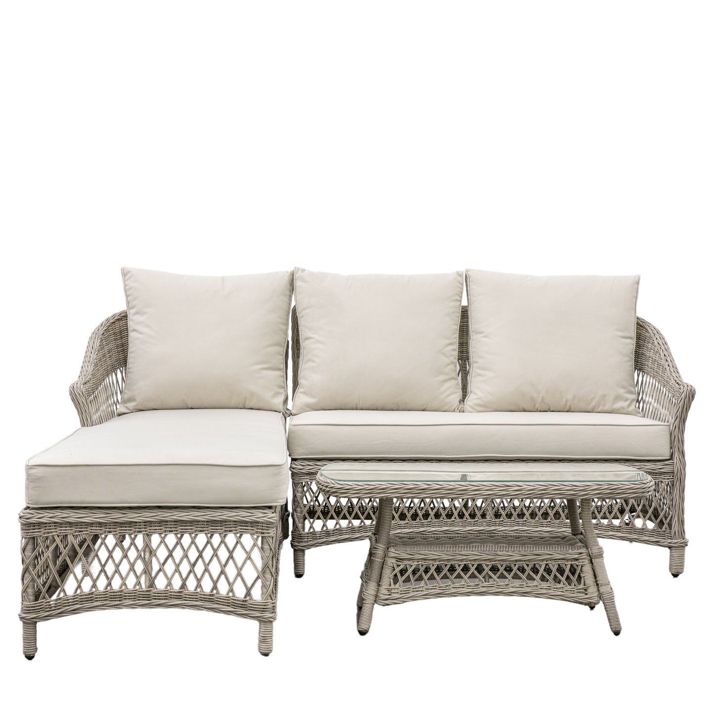 Penuel Chaise Set Stone - LOUNGESET - Gallery Direct -