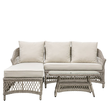 Penuel Chaise Set Stone - LOUNGESET - Gallery Direct -