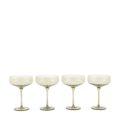 Olive Green Coupe Glass Set of 4