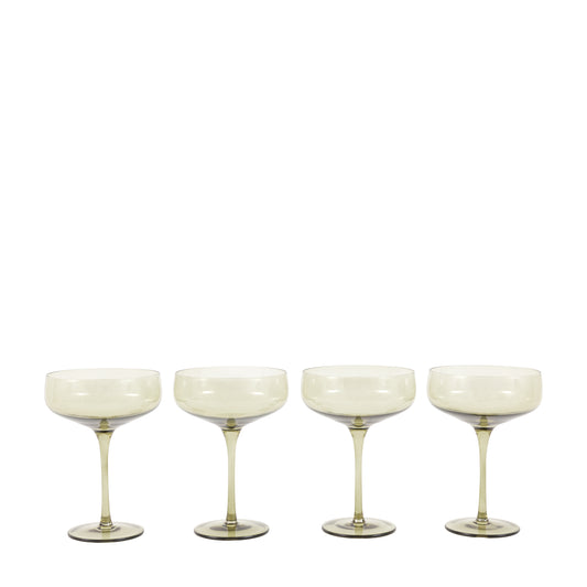 Olive Green Coupe Glass Set of 4