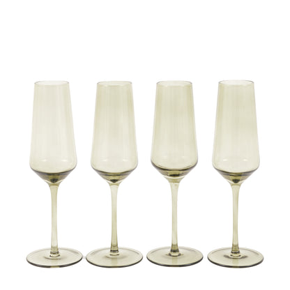 Olive Green Flute Glass Set of 4