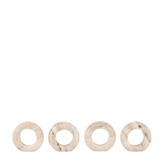 Portwell Napkin Rings Beige Marble Set of 4