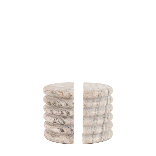 Portwell Pair of Ribbed Bookends Beige Marble