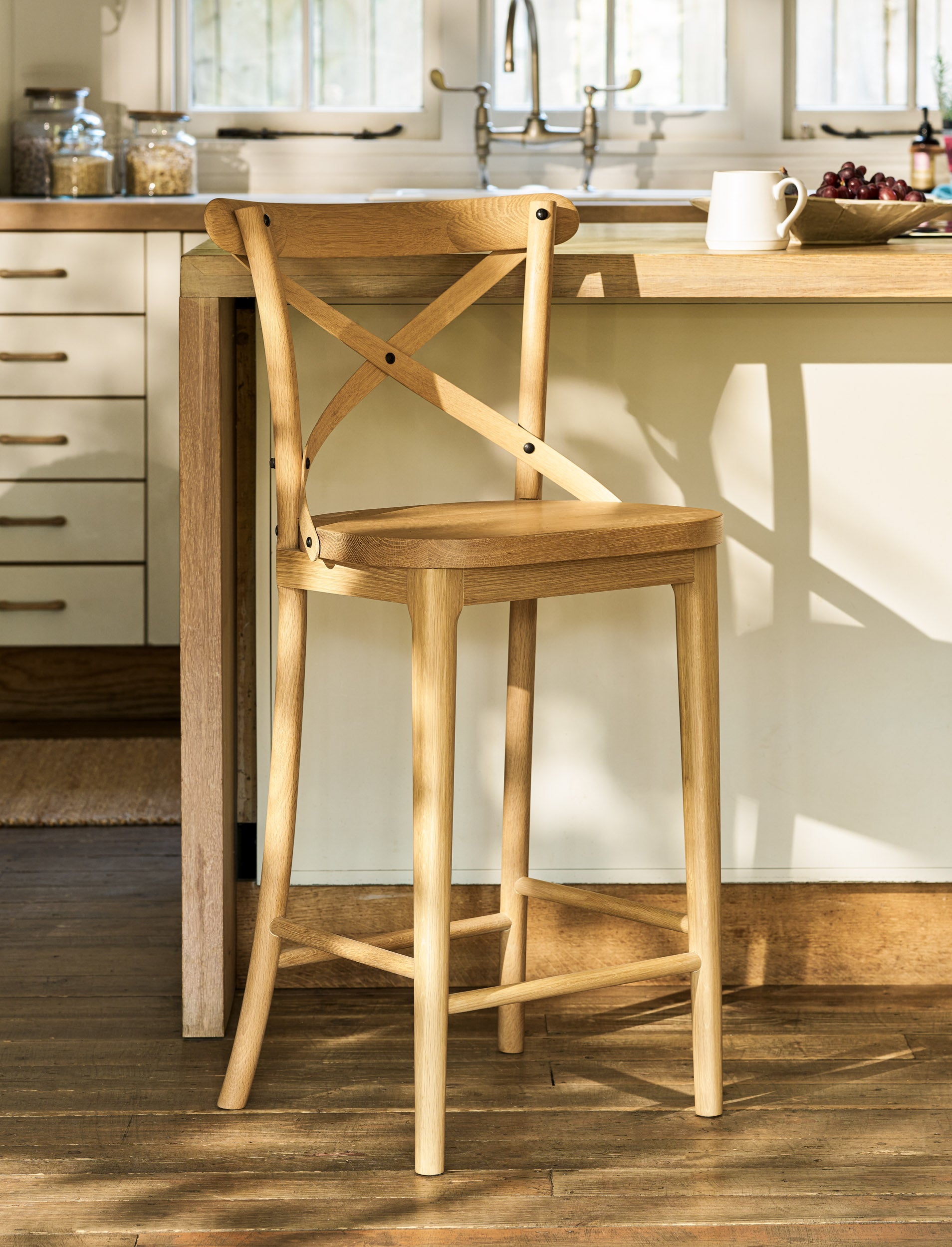 Ferndale Cross Back Bar Stool Natural - Bar Tables & Stools - Garden Trading -
