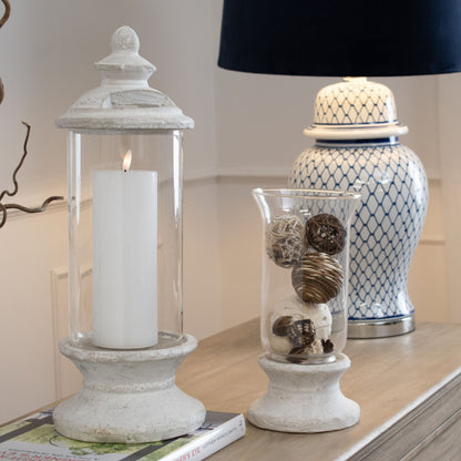 Stone Based Hurricane Lantern -  - Hill Interiors -