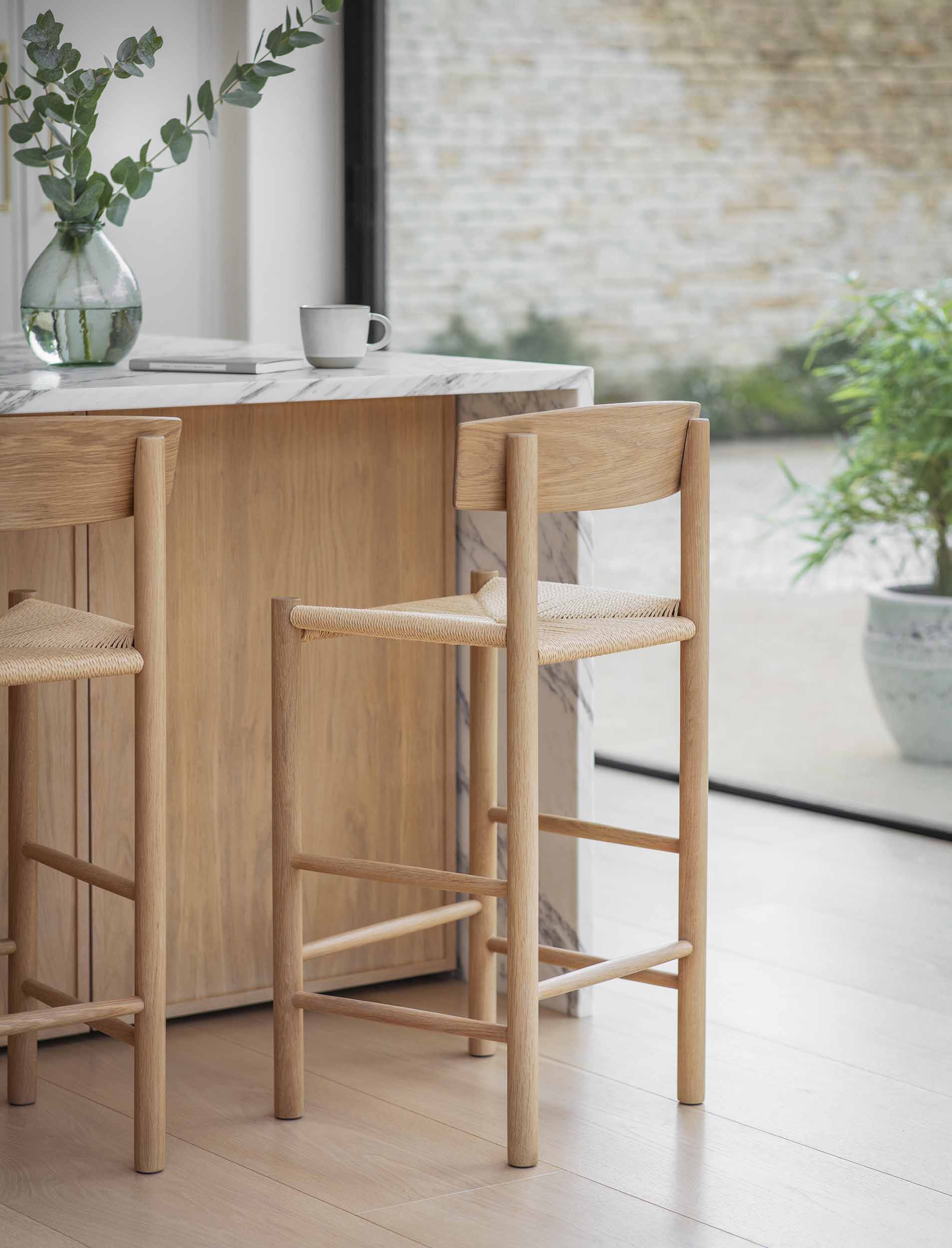 Longworth Bar Stool With Back Natural - Bar Tables & Stools - Garden Trading -