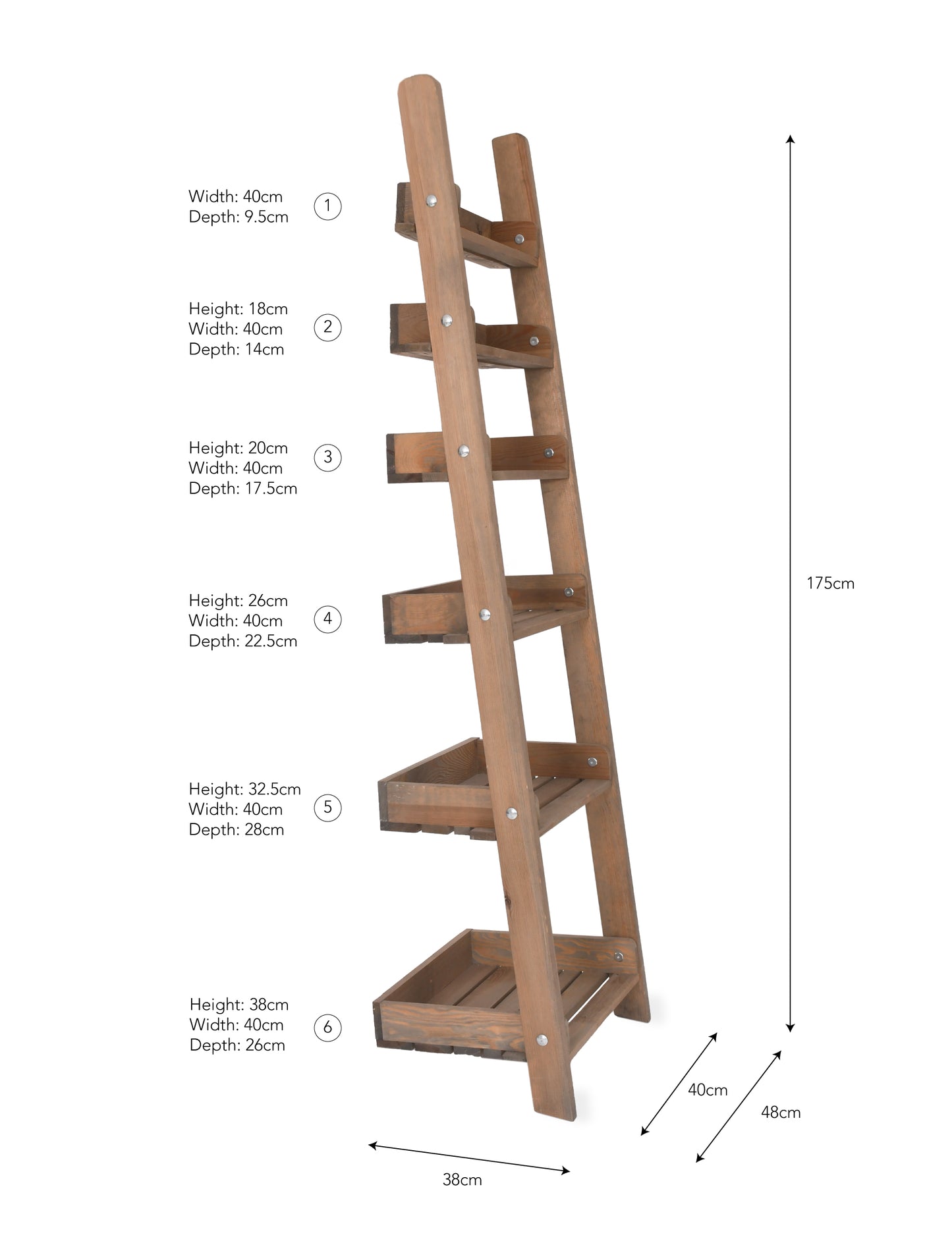 Aldsworth Shelf Ladder Small Natural - Outdoor Storage - Garden Trading -