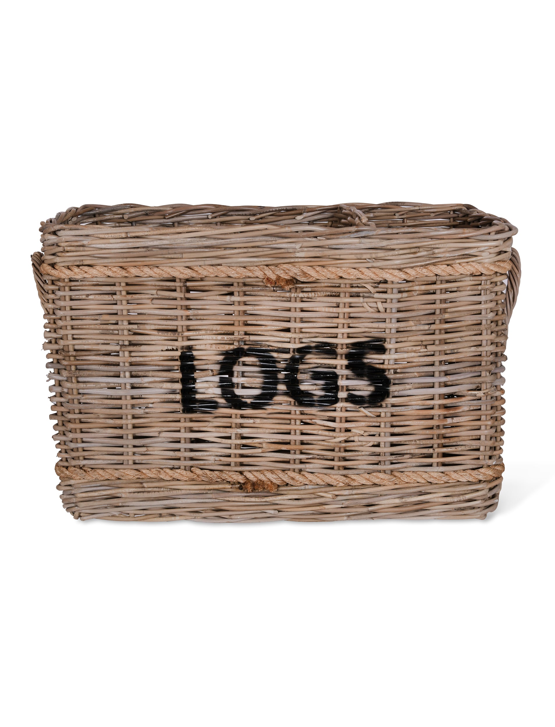 Bembridge Log Basket with Rope Rectangular Natural - Log Storage & Baskets - Garden Trading -