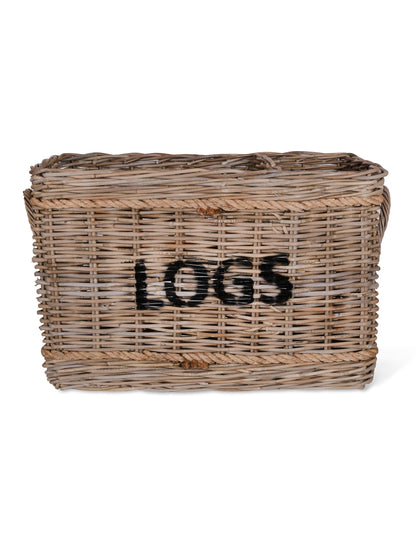 Bembridge Log Basket with Rope Rectangular Natural - Log Storage & Baskets - Garden Trading -