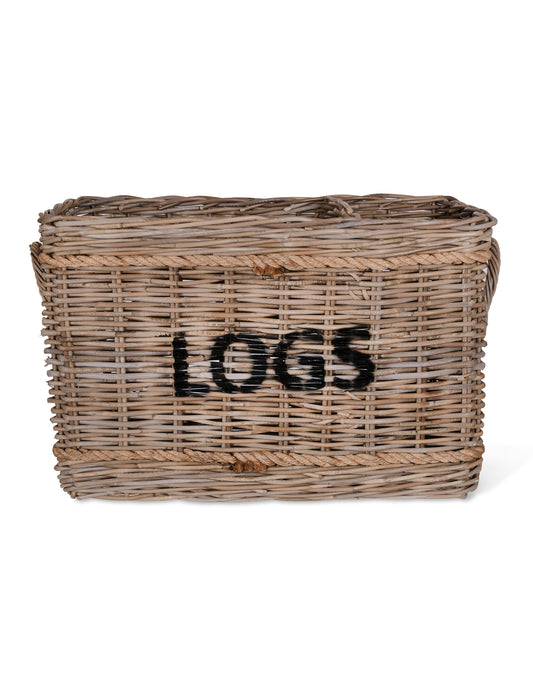 Bembridge Log Basket with Rope Rectangular Natural - Log Storage & Baskets - Garden Trading -