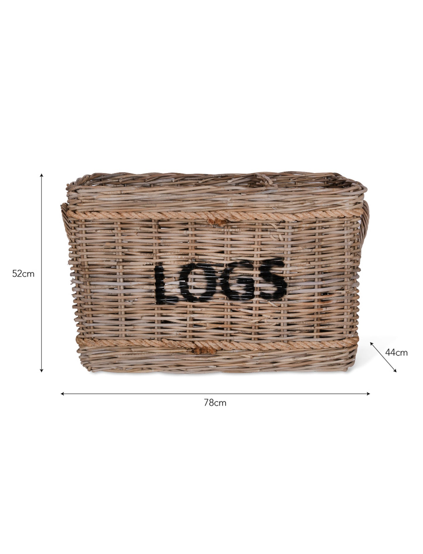 Bembridge Log Basket with Rope Rectangular Natural - Log Storage & Baskets - Garden Trading -