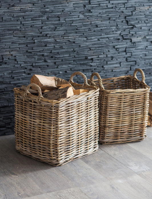 Bembridge Square Baskets Set of 2 Natural - Log Storage & Baskets - Garden Trading -