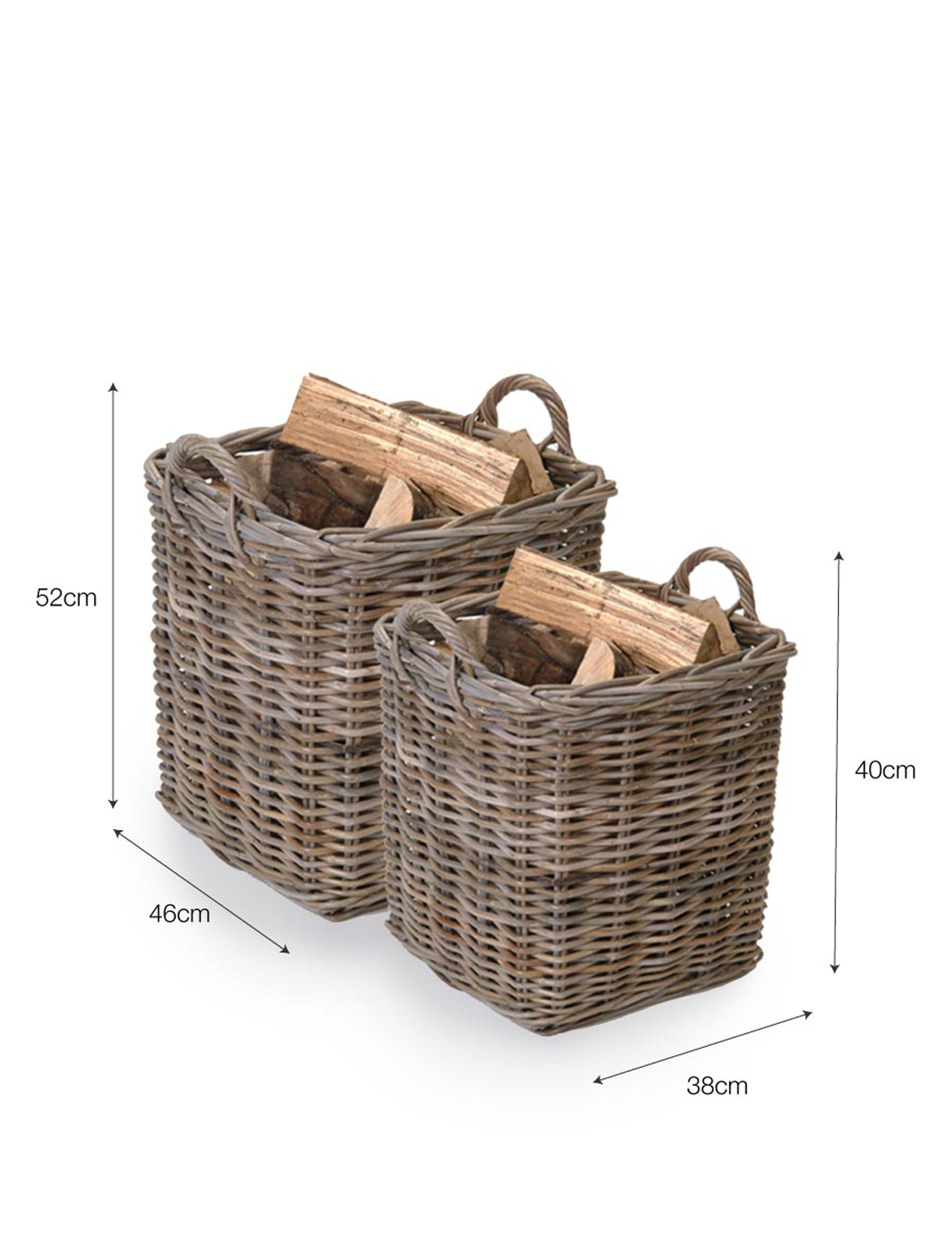 Bembridge Square Baskets Set of 2 Natural - Log Storage & Baskets - Garden Trading -