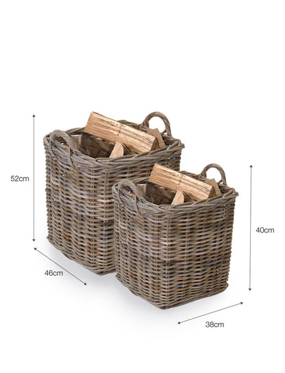 Bembridge Square Baskets Set of 2 Natural - Log Storage & Baskets - Garden Trading -