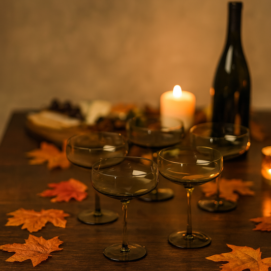 Olive Green Coupe Glass Set of 4