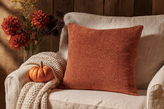 Autumnal Chenille Cushion Rust Pack of 2