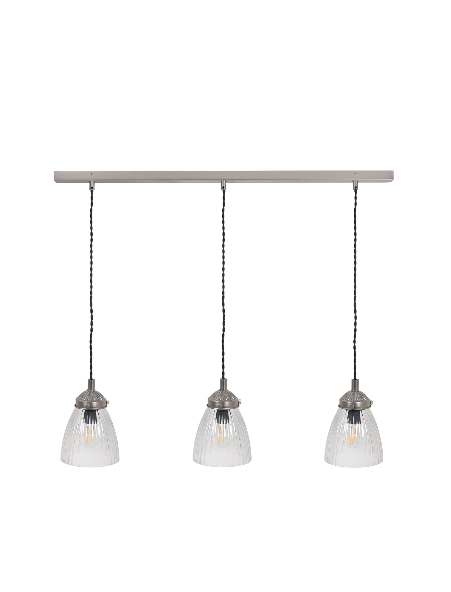 Fovant Glass Triple Pendant Light Satin Nickel