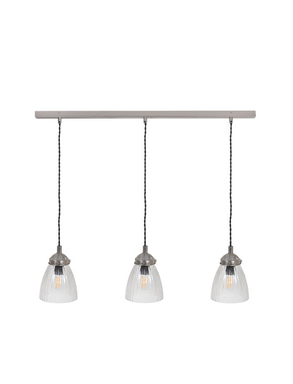 Fovant Glass Triple Pendant Light Satin Nickel