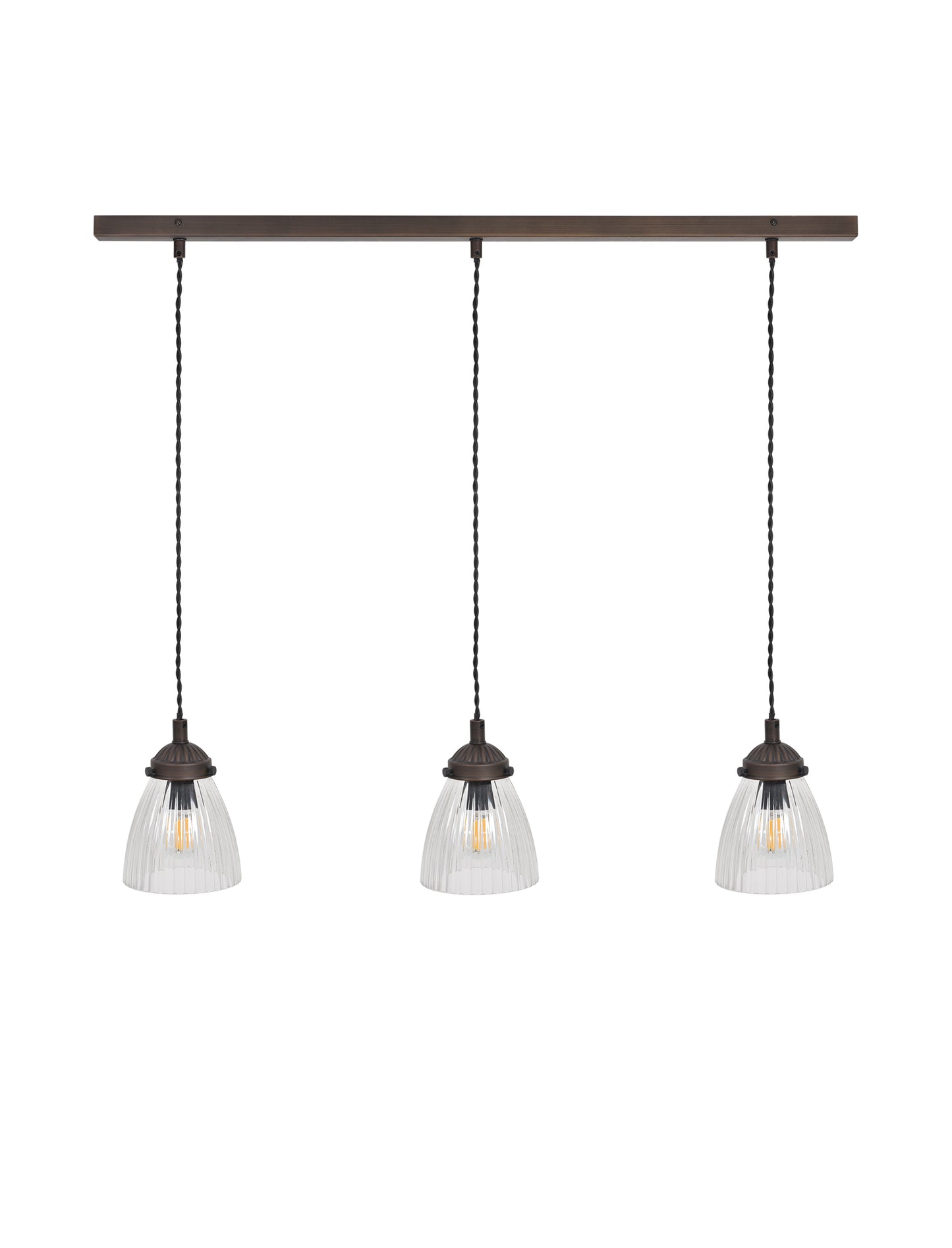 Fovant Glass Triple Pendant Light Antique Bronze - Pendant & Ceiling Lights - Garden Trading -