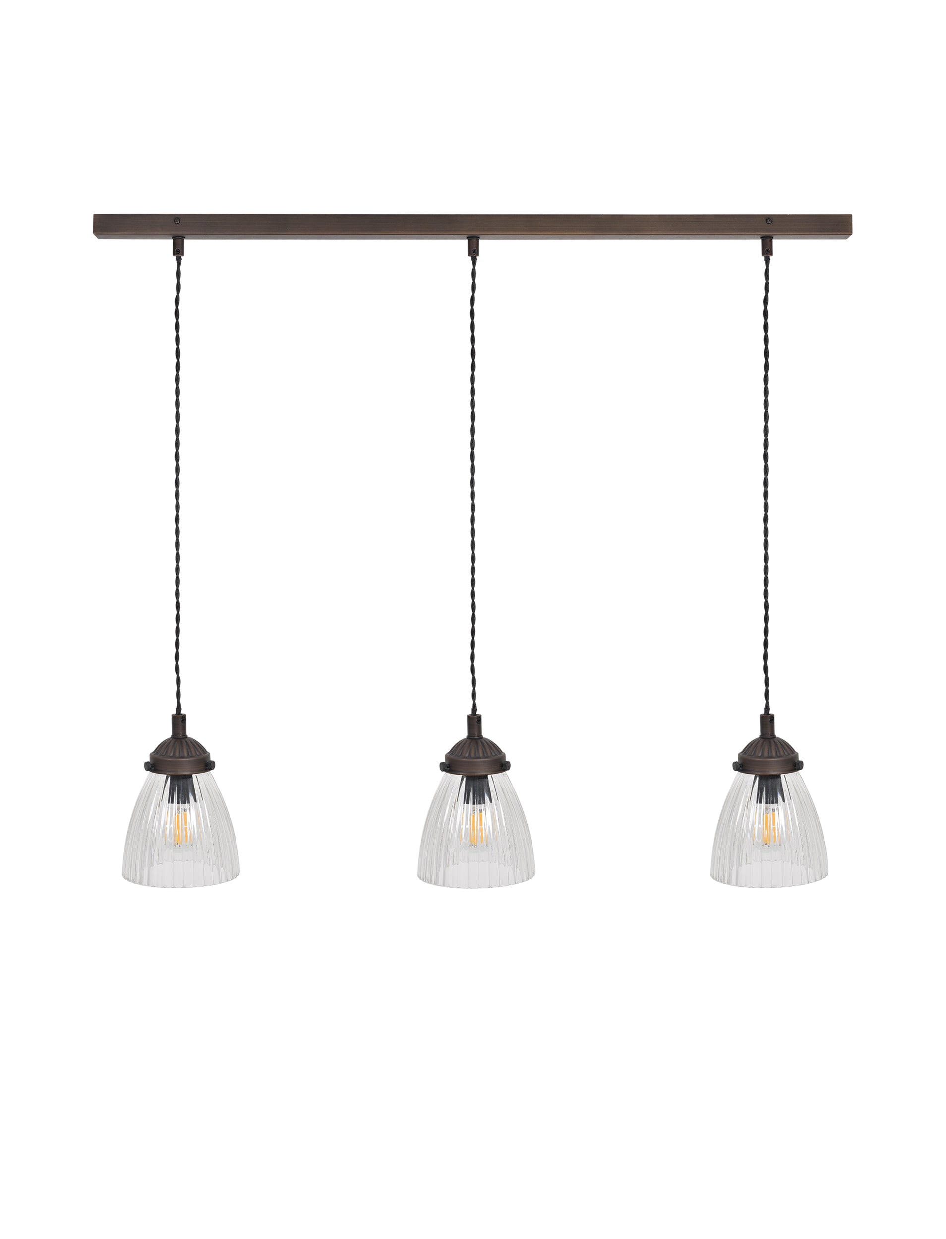 Fovant Glass Triple Pendant Light Antique Bronze - Pendant & Ceiling Lights - Garden Trading -