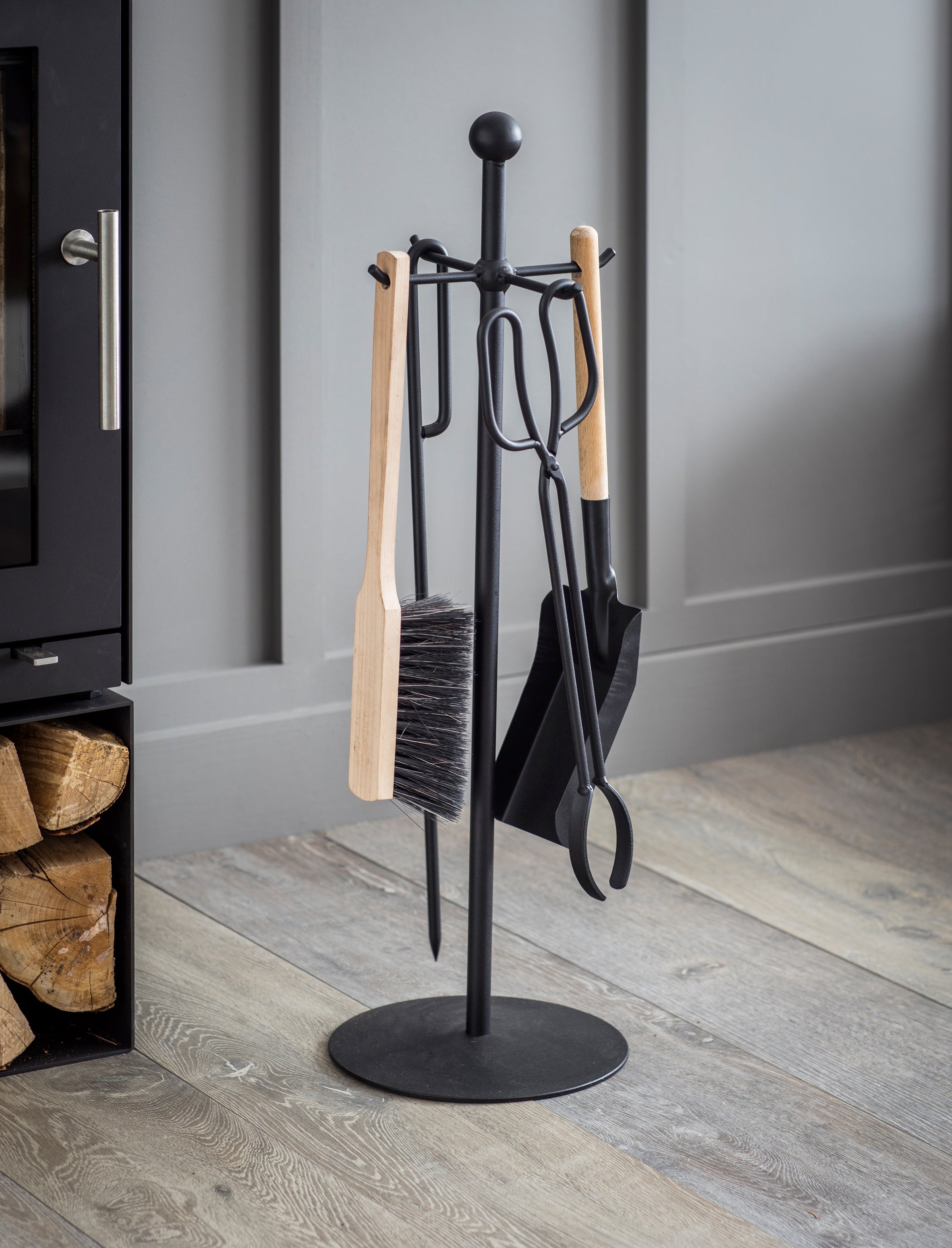 Jutland Fireside Tool Set Black - Fireside Accessories - Garden Trading -