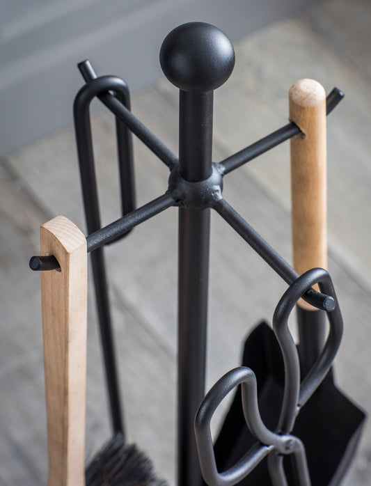 Jutland Fireside Tool Set Black - Fireside Accessories - Garden Trading -